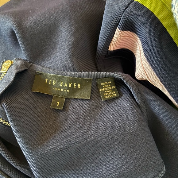 TED BAKER Ysina Striped Bodycon Midi Dress Sz 4 - Picture 11 of 14